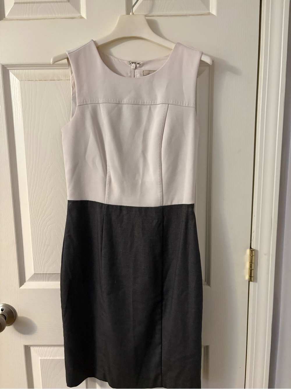 Banana Republic Two-Tone Sleeveless Midi Dress in White and Charcoal